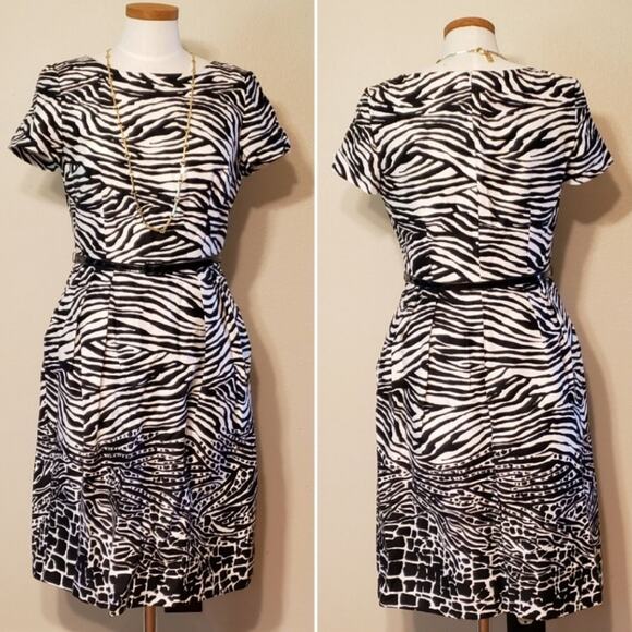 DAVID MEISTER ZEBRA PRINT SHEATH DRESS, SIZE 8 - Picture 5 of 8